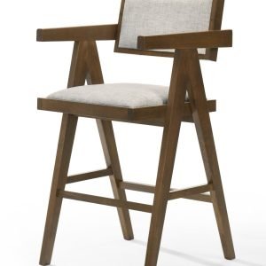 Modrest Fern - Modern Walnut and Beige Counter Stool Set of 2