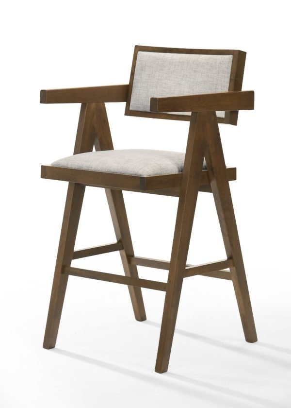 Modrest Fern - Modern Walnut and Beige Counter Stool Set of 2