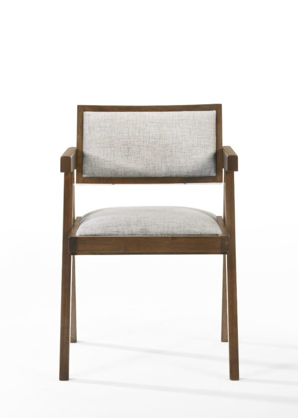 Modrest Fern - Modern Walnut and Beige Dining Chair Set of 2 - Image 2