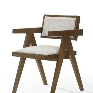 Modrest Fern - Modern Walnut and Beige Dining Chair Set of 2