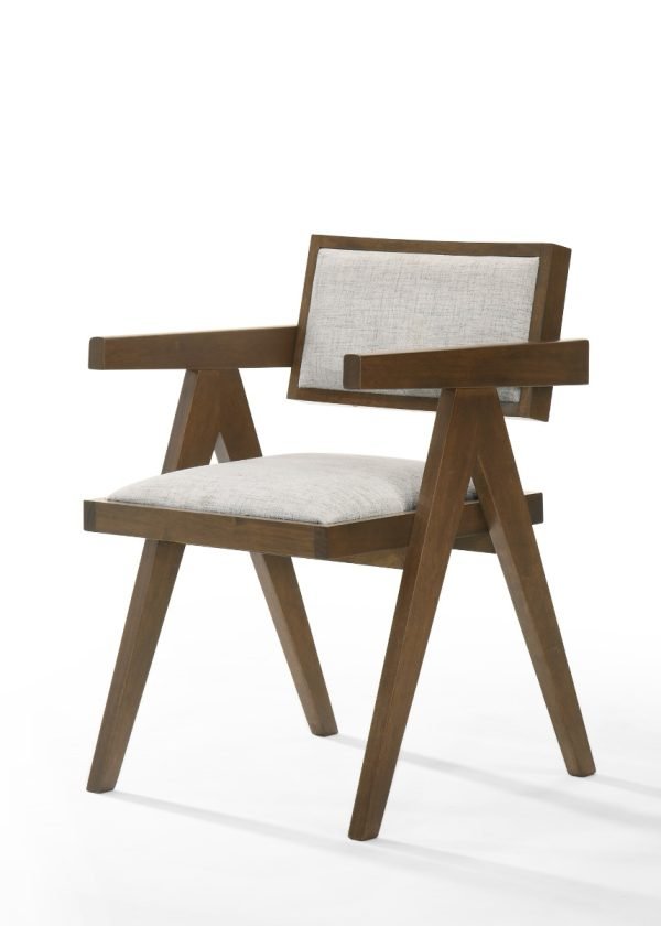 Modrest Fern - Modern Walnut and Beige Dining Chair Set of 2