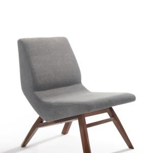 Modrest Whitney Modern Grey & Walnut Accent Chair & Ottoman