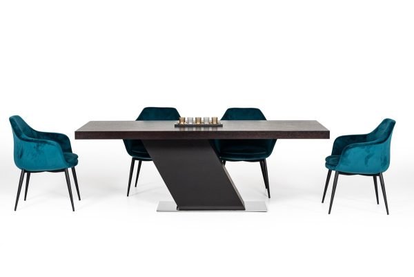 Modrest Wilson Modern Teal Velvet & Black Dining Chair