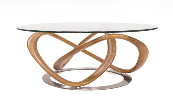 Modrest Michele - Modern Glass + Walnut Coffee Table - Image 2