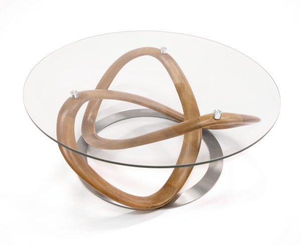 Modrest Michele - Modern Glass + Walnut Coffee Table - Image 3