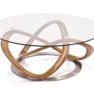 Modrest Michele - Modern Glass + Walnut Coffee Table
