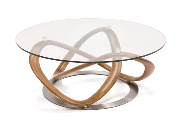 Modrest Michele - Modern Glass + Walnut Coffee Table