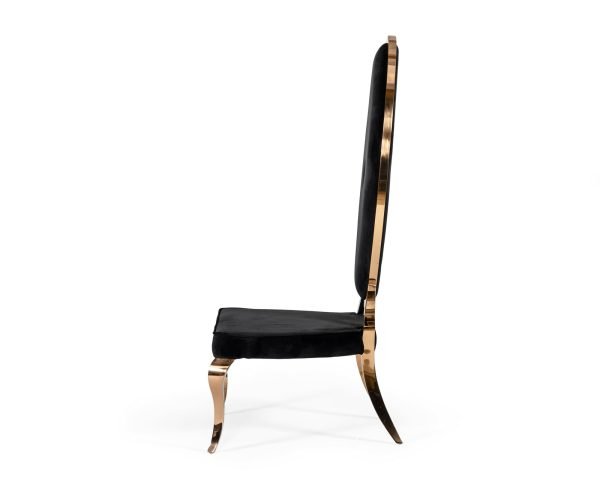 Modrest Mills - Modern Black Velvet Rosegold Dining Chair Set of 2 - Image 4