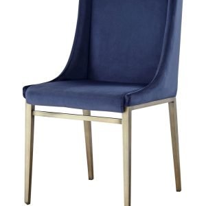 Modrest Mimi - Contemporary Blue Velvet & Antique Brass Dining Chair (Set of 2)