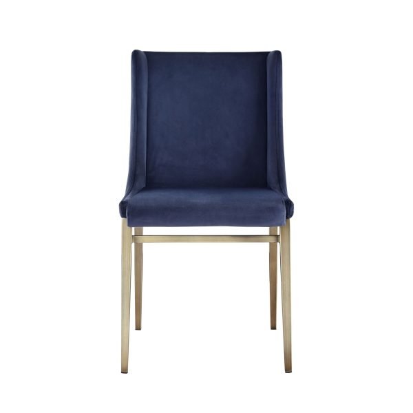 Modrest Mimi - Contemporary Blue Velvet & Antique Brass Dining Chair (Set of 2) - Image 2