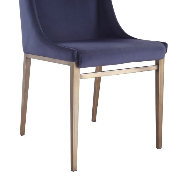 Modrest Mimi - Contemporary Blue Velvet & Antique Brass Dining Chair (Set of 2) - Image 4