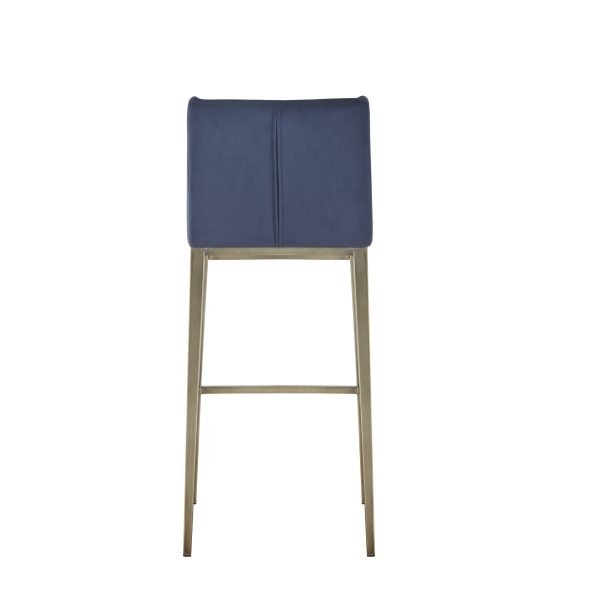 Modrest Mimi - Contemporary Blue Velvet & Antique Brass Bar Stool (Set of 2) - Image 3