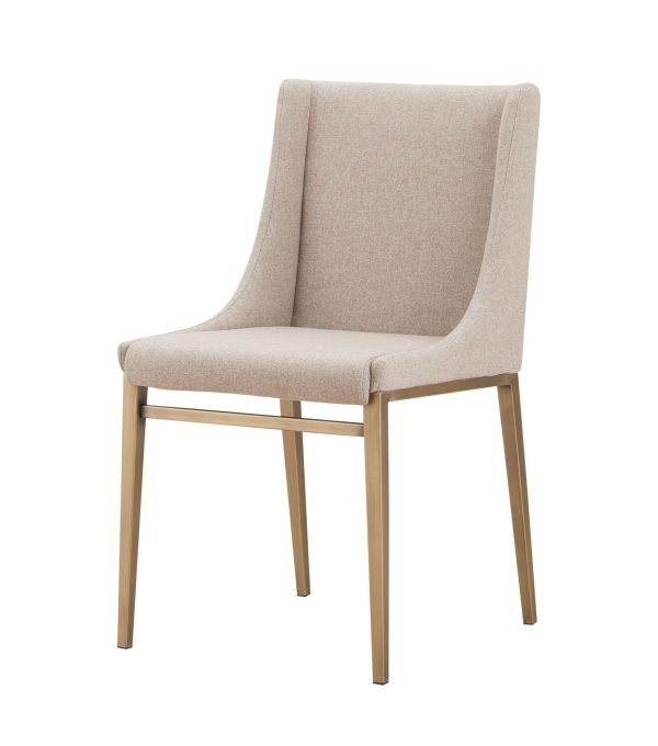 Modrest Mimi - Contemporary Beige + Brass Dining Chair (Set of 2)