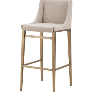 Modrest Mimi - Contemporary Beige + Brass Bar Stool (Set of 2)