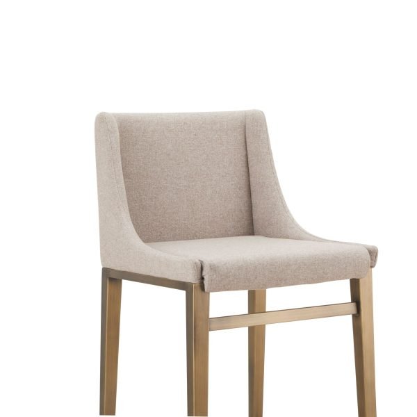 Modrest Mimi - Contemporary Beige + Brass Bar Stool (Set of 2) - Image 4