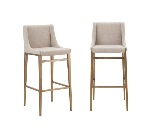 Modrest Mimi - Contemporary Beige + Brass Bar Stool (Set of 2) - Image 5