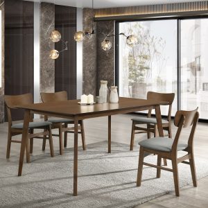 Modrest Castillo - Modern Walnut and  Grey Side Dining Chair (Set of 2)