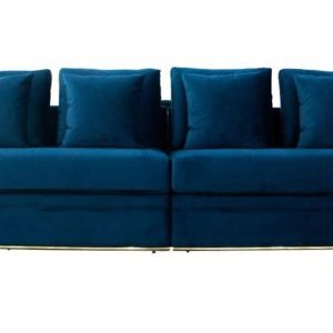 Divani Casa Mobray - Glam Blue & Gold Fabric Sofa