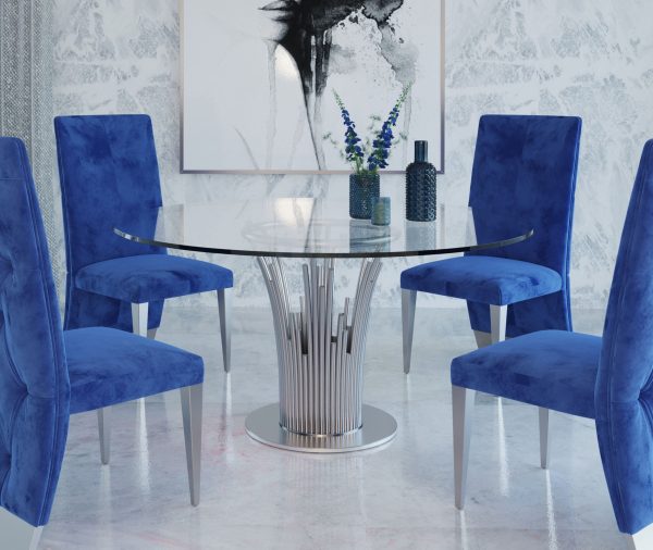 Modrest Paxton - Modern Round Glass & Stainless Steel Dining Table - Image 4