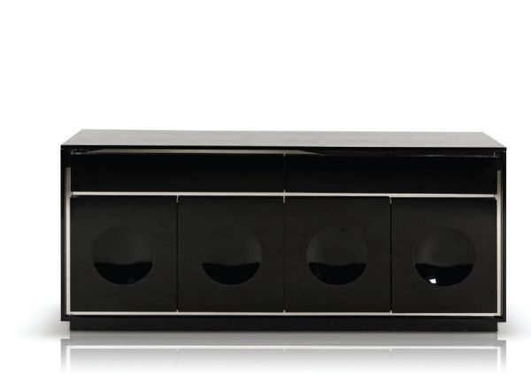 A&X Grand Modern Black Crocodile Lacquer Buffet