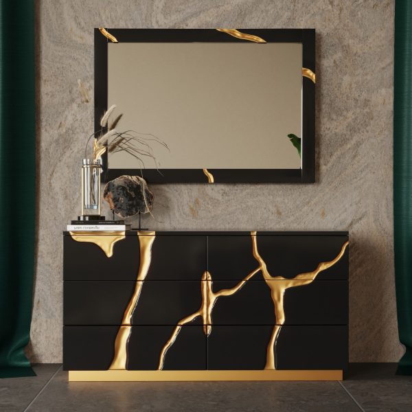 Modrest Aspen - Modern Black and Gold Dresser - Image 5