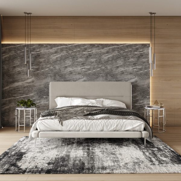 Modrest Bergeron - Contemporary Cream Woven Fabric Bed - Image 3