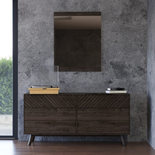 Modrest Daisy Mid-Century Dark Acacia Mirror - Image 2