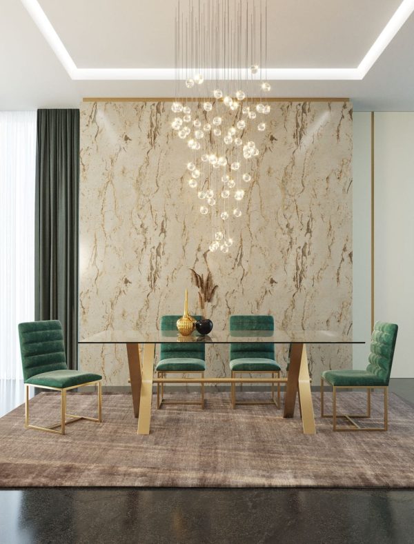 Modrest Dandy - Modern Golden & Glass Dining Table - Image 2