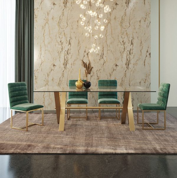 Modrest Dandy - Modern Golden & Glass Dining Table - Image 3