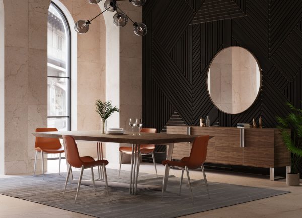 Modrest Gilroy - Modern Walnut & Stainless Steel Dining Table - Image 5
