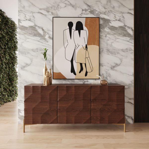 Modrest Killeen - Modern Gold + Walnut Buffet - Image 2