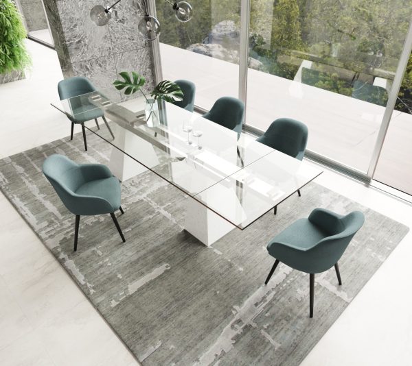 Modrest Latrobe - Modern Extendable Quartz Stone & Glass Dining Table - Image 4