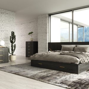 Modrest Manchester- Contemporary Dark Grey Q Bedroom Set