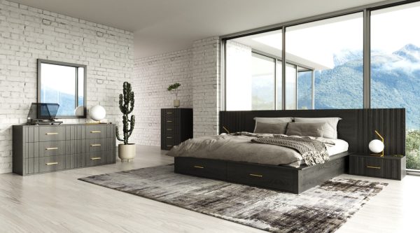 Modrest Manchester- Contemporary Dark Grey EK Bedroom Set