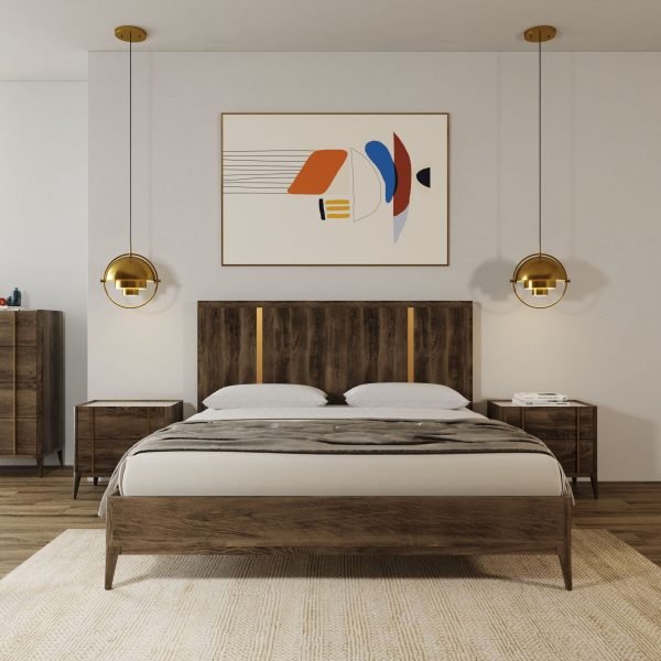 Modrest Oakley - Mid-Century Dark Brown Bed - Image 2