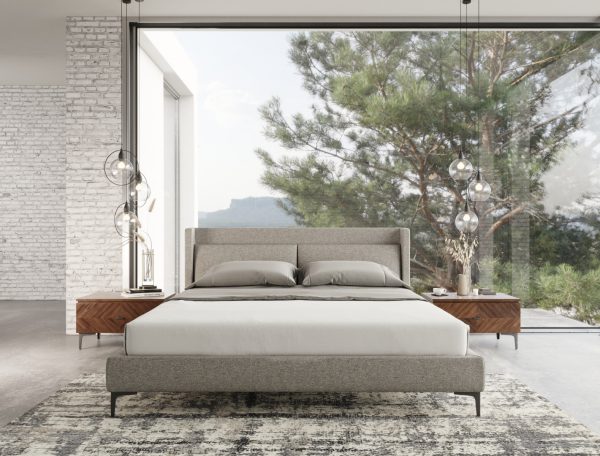 Modrest Paula - Mid-Century Grey Upholstered Bed - Image 3