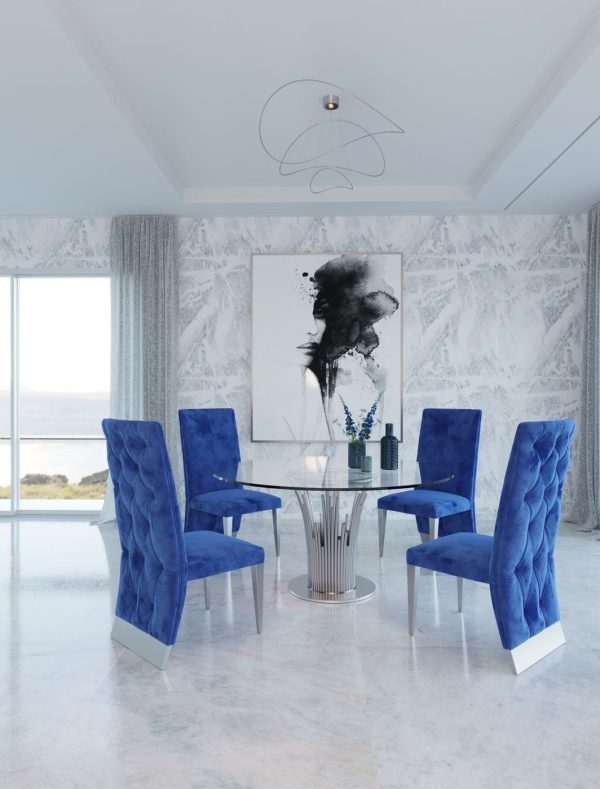 Modrest Paxton - Modern Round Glass & Stainless Steel Dining Table - Image 3