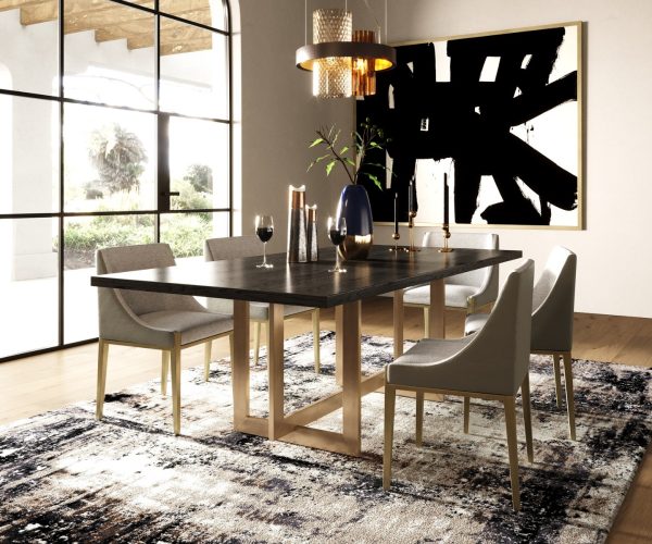 Modrest Fairview - Modern Grey & Brass Dining Chair - Image 2