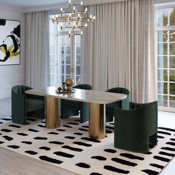 Modrest Rocky - Glam White Marble & Brush Gold Dining Table - Image 2