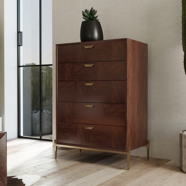 Modrest Shane - Modern Acacia & Brass Dresser - Image 5