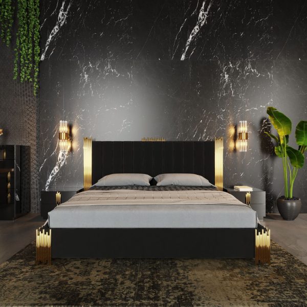 Modrest Token Modern Black & Gold Bed - Image 5