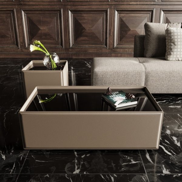 Modrest Vargas - Modern Beige Leatherette Coffee Table - Image 4