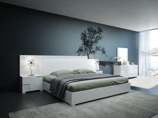 California King Modrest Monza Italian Modern White Bedroom Set