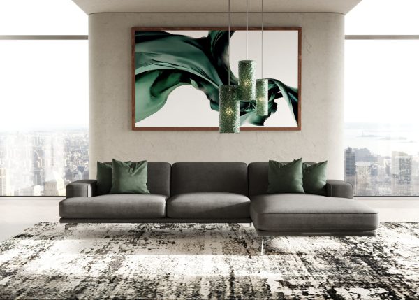 Modrest Monza - Italian Right Facing Grey Nubuck Leather Sectional Sofa