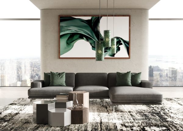 Modrest Monza - Italian Right Facing Grey Nubuck Leather Sectional Sofa - Image 2