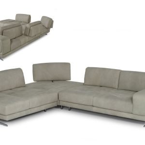 Coronelli Collezioni Mood - Italian Grey Leather Left Facing Sectional Sofa