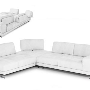 Coronelli Collezioni Mood - Italian White Leather Left Facing Sectional Sofa