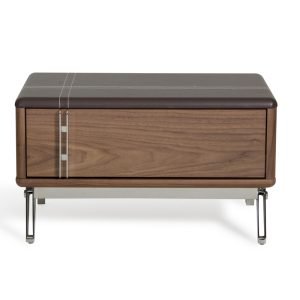 Nova Domus Ria Contemporary Brown Eco-Leather & Walnut Nightstand