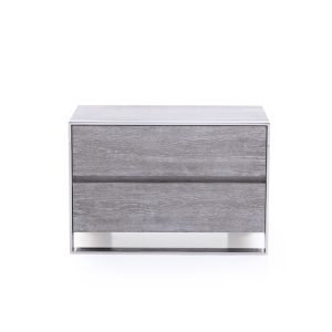 Modrest Arlene Modern Grey Elm & Stainless Steel Bedroom Set