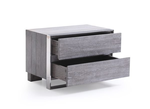 Modrest Arlene Modern Grey Elm & Stainless Steel Bedroom Set - Image 3